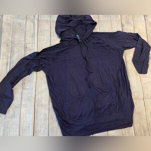 NAVY Blue Raw Hem Hooded Cold Shoulder Sweatshirt Size XL